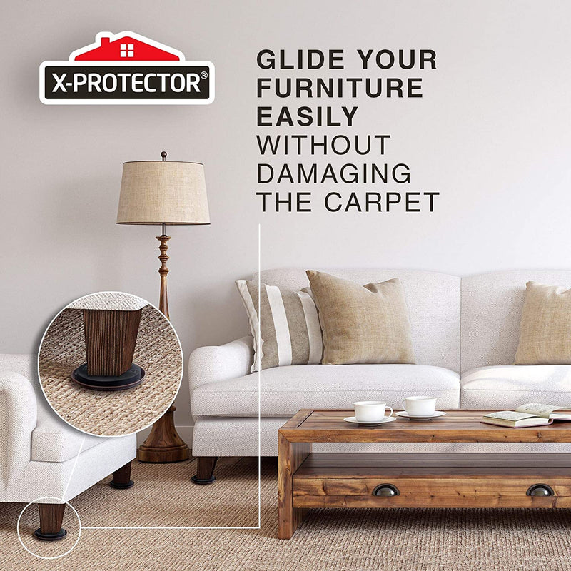 Furniture Sliders for Carpet X-PROTECTOR - 8 PCS Best Heavy Moving Pads 4 3/4" - Sliders for Furniture. Move Your Furniture Easy with Reusable Furniture Movers Sliders for Carpets! 8 PCS 4.75"