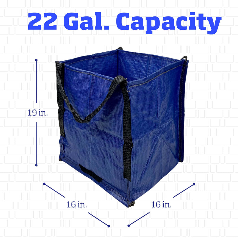 DURASACK Heavy Duty Storage Tote Bag 22-Gallon Rugged Woven Polypropylene Moving Bag, Reusable Self-Standing Design, Holds up to 500 Pounds, Single, Blue, 16 x 16 x 19 inches