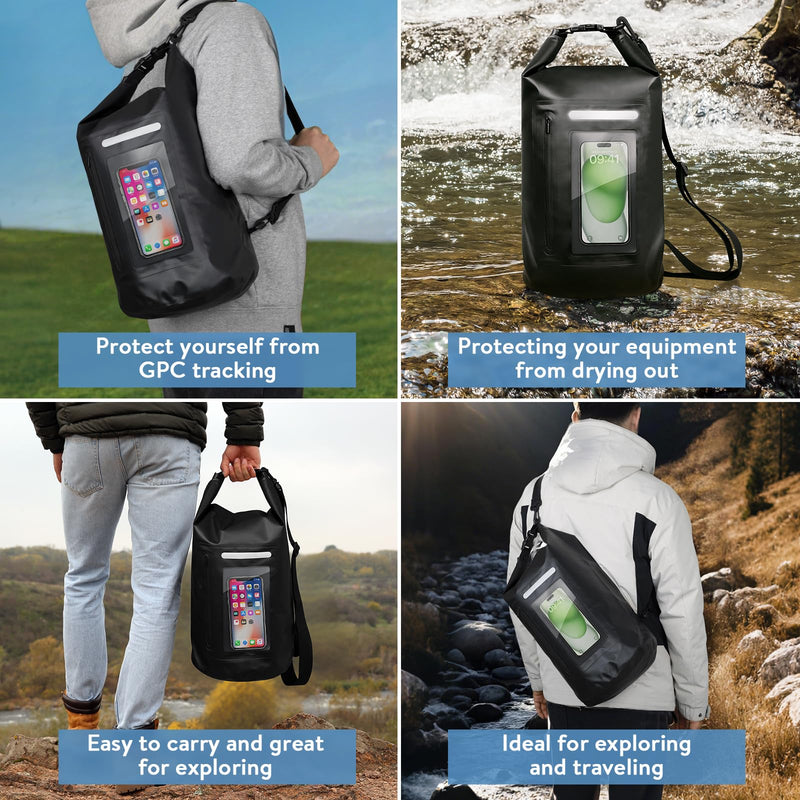 Faraday Dry Bag-15L/420D Signal Blocking Backpack - Protects Electronics from Spying & Hacking- Blocks RFID, WiFi, Bluetooth, NFC, Cellular, GPS, EMF
