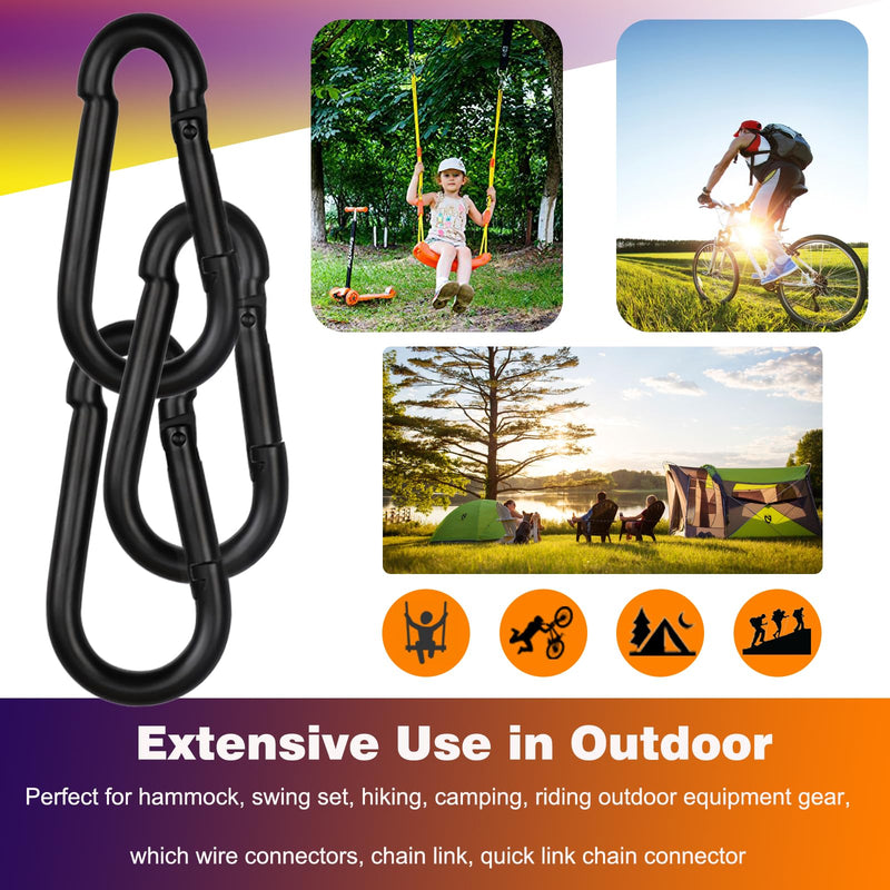 M5 Black Carabiner Clip, 3/16Inch Snap Hook Quick Link Small Carabiner Clips, 2'' Spring Carabiner Link Buckle for Fishing Camping Hammock Dog Leashes-220LBS Holding Capacity 100PCSM5