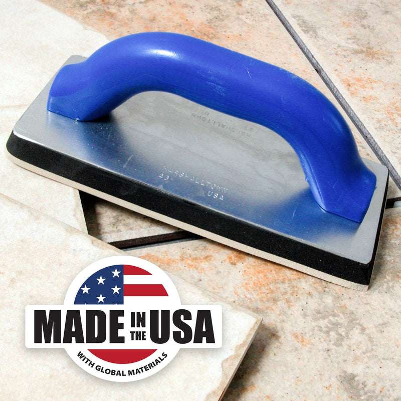 MARSHALLTOWN Tile Grouter’s Float, 9 x 4 inches, Plastic Handle, Pure Gum Rubber, Made in the USA, 43 9 X 4 Inch Pad, Plastic Handle