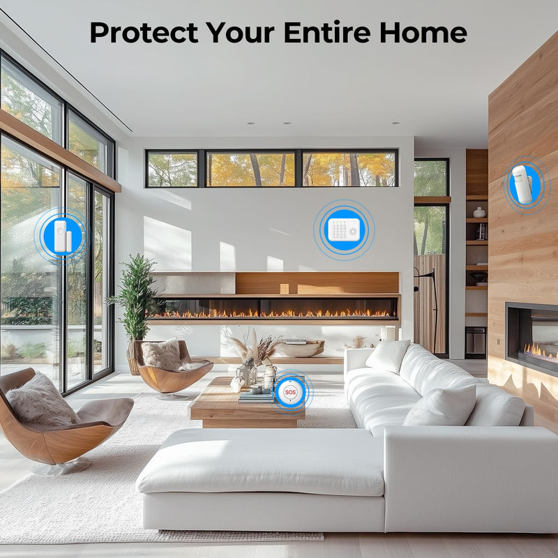 PGST Alarm System for Home Security 5-Piece Kit, WiFi/4G Home Security System Wireless with Phone APP Alert,Door Sensor,Motion Sensor, Remote Control, Compatible with Alexa,24/7 Protection A01-A