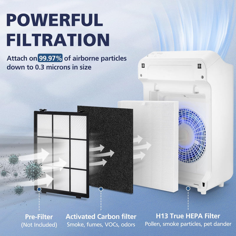 C545 H13 True HEPA Replacement Filter S Compatible with Winix C545 Air Purifier, Replaces Part 1712-0096-00 and 2522-0058-00, 1 True HEPA Filter + 4 Activated Carbon Filters, 1 Pack 1 Hepa + 4 Carbon Filters