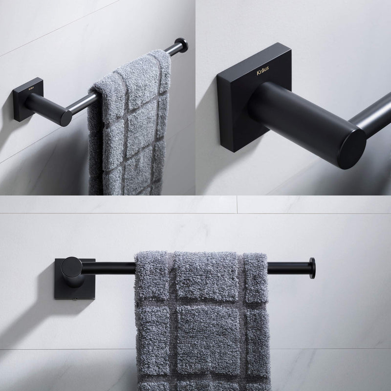 KRAUS Ventus Bathroom Towel Bar, Matte Black Finish, KEA-17725MB