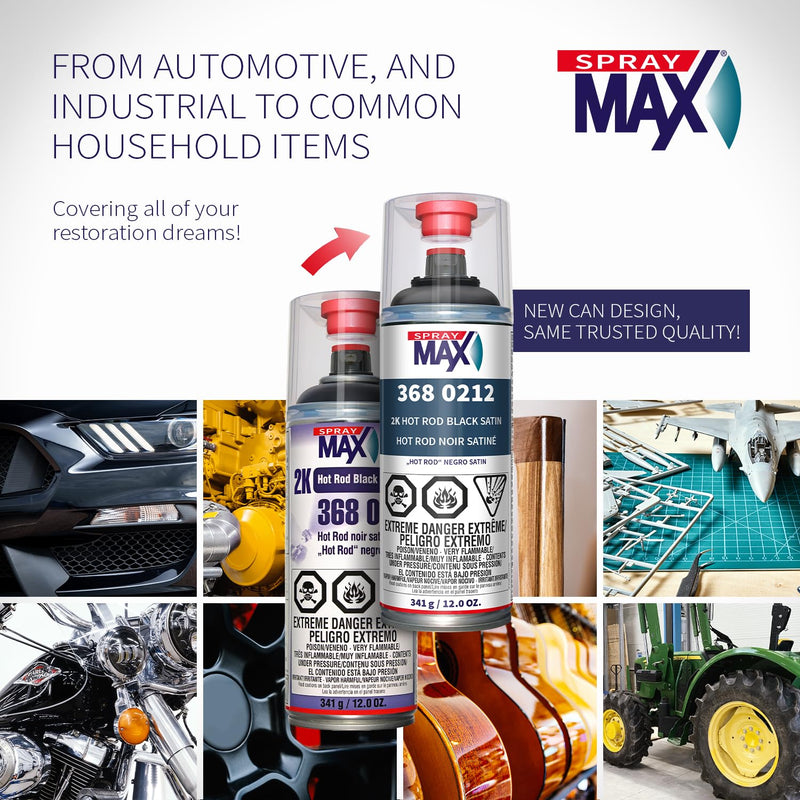 SprayMax 2K Topcoat Hot Rod Satin Black | 2K Satin Black Spray Paint