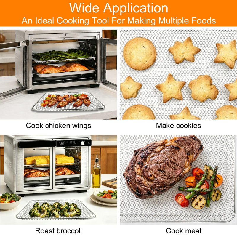 GCQ Toaster Oven Replacement Parts for Gourmia GTF3588, Toaster Oven Air Fryer Basket Accessories 12 Cooking Presets French Door Air Fryer Oven 37QT,Dishwasher Safe 14.4" x 12"x 0.8" Basket