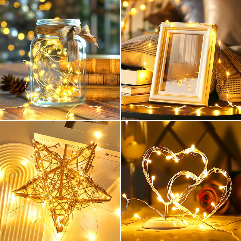 Minetom USB Fairy String Lights with Remote and Power Adapter, 66 Feet 200 Led Firefly Lights for Bedroom Wall Ceiling Christmas Tree Wreath Craft Wedding Party Decoration, Warm White 200 LEDs