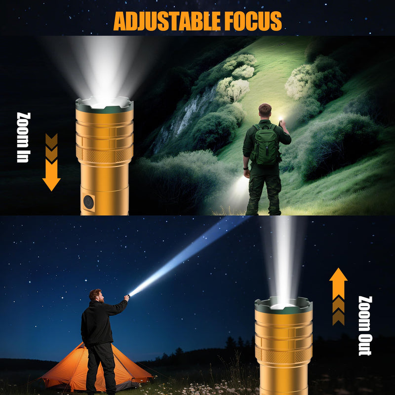 Rechargeable Flashlights High Lumens 100,000 Long Lasting, 4 Modes with Side COB Light, Super Bright LED Flashlight USB C Input & Output, Powerful Strong Flash Light for Hiking Camping 1 Pack