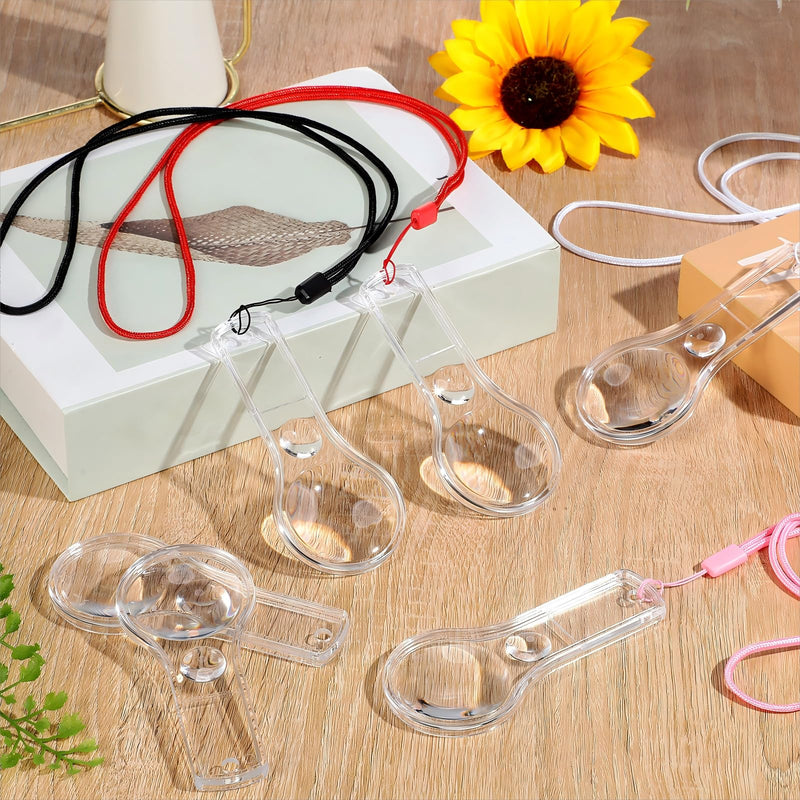 50 Pack Magnifying Glass for Kids, 15x and 5X Handheld Portable Magnifier for Home, Magnify Glasses Lens with 50 Lanyard for School Students Outdoor Explorer, Science Observation and Reading