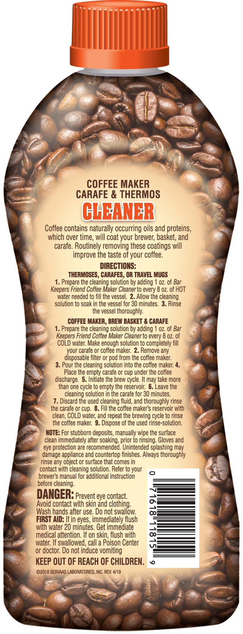 Bar Keepers Friend Coffee Maker Cleaner (2 x 12 oz) Removes Stains & Oily Residue from Espresso Machines, Carafes, Thermos, Drip Coffee Pots, Single-Cup Coffee Makers & More 2
