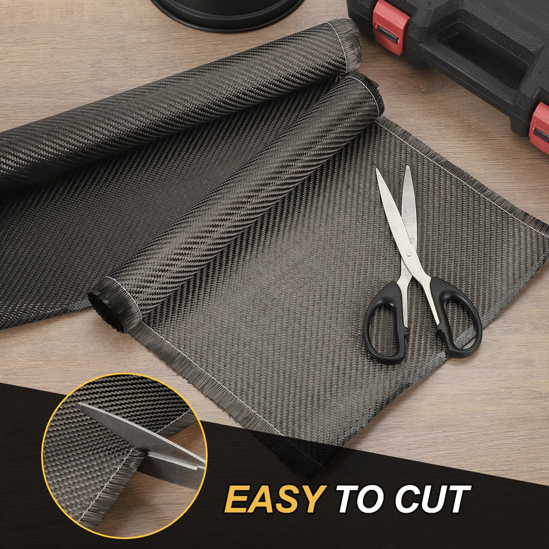 MECCANIXITY Carbon Fiber Fabric, 4.3ft x 23.6" Carbon Fiber Cloth Sheet Roll 2x2 Twill Weave 3K 220g for Wall Reinforcement Basement Car Boat Repair DIY, Black 4.3ft x 23.6" 1