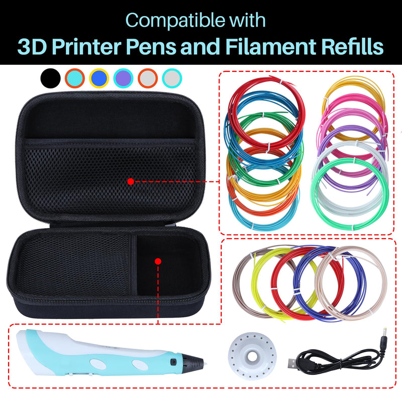 Hard Case Compatible with SCRIB3D P1 Advanced / MYNT3D Super Professional Printing / 3Doodler Flow / PIKA3D PRO 3D Printing Pen (Purple + Teal Case) Purple + Teal
