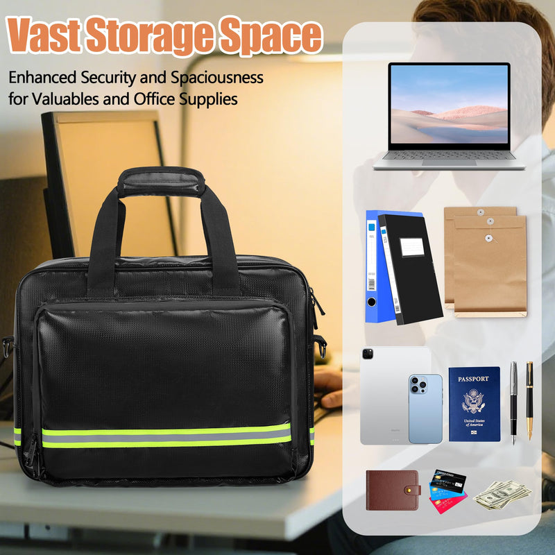 Fireproof Document Bag with Accordion File Organizer, Fireproof Document Safe Storage, Fits up to 15.6" Laptop, Suitable for Legal Files and Valuables, Black