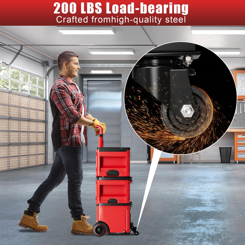Upgraded Steel Front Wheels, Caster Wheel Kit for Milwaukee Packout Tool Box, 200 Lbs Capacity