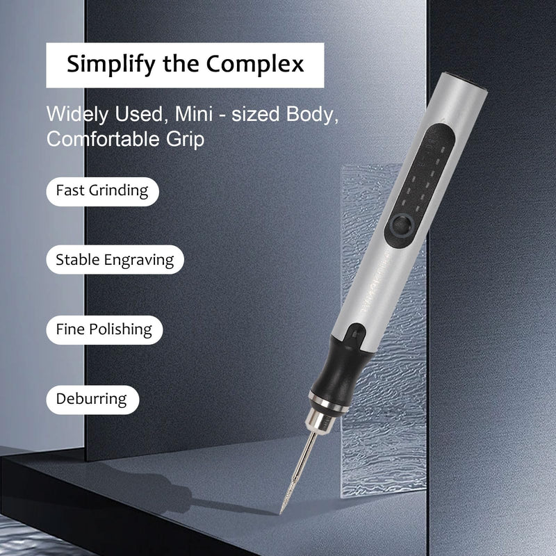 Electric Engraving Pen with 37 Bits, USB Rechargeable Cordless Etching Engraving Tool, Portable DIY Rotary Engraver for Jewelry Wood Glass Stone Carving (Silver) Silver