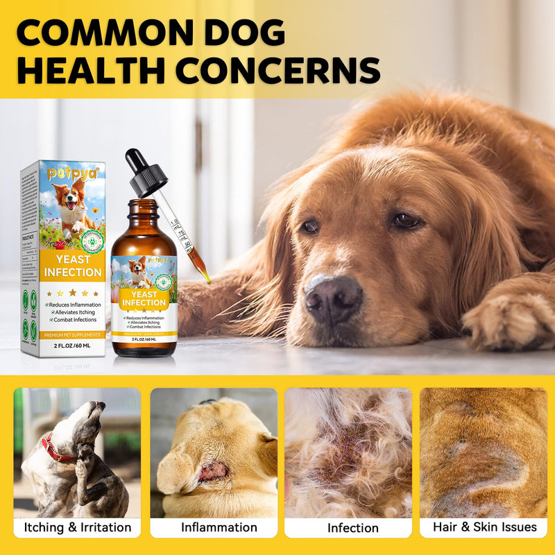 Natural Dog Yeast Infection Relief - Itchy Skin & Ear Treatment - Ear & Skin Itch Relief, Allergy Symptom Relieves Itching and Allergy Dog Multivitamins Probiotics 60ml (60ml)