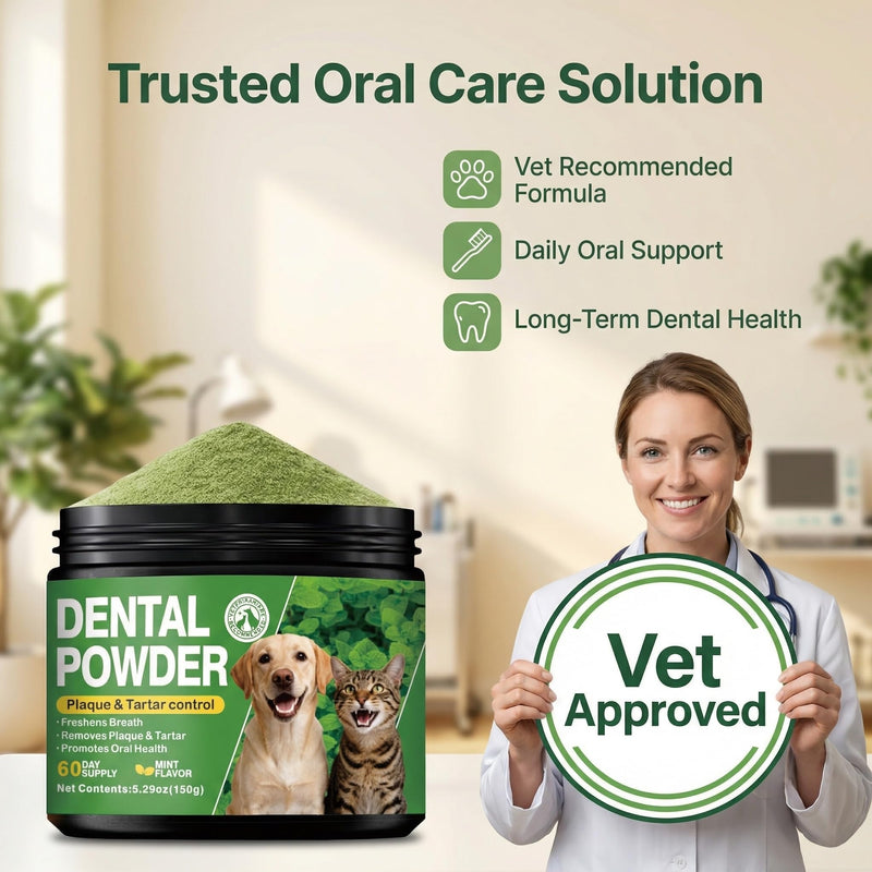 Dog Breath Refreshing Toothpaste Powder - Natural Dog Tooth Powder for Cleaning Plaque and Tartar - Refreshing Breath, Promoting Oral Health - Daily Dental Supplement -150g/75 Servings - Mint Flavor