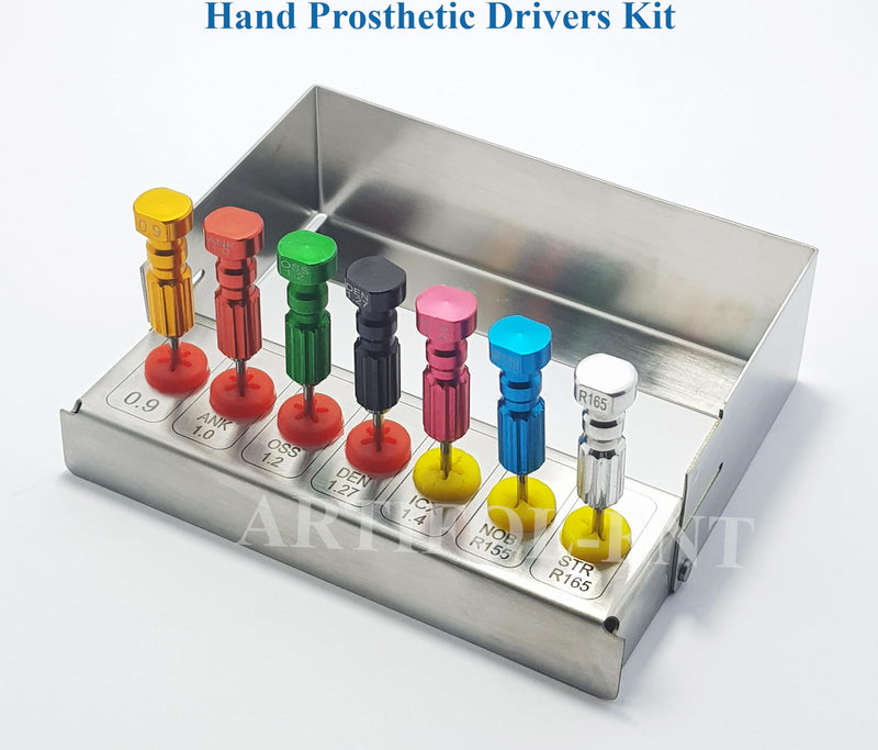 7 Pcs Universal Implant Hand Prosthetic Screw Drivers Kit Technician Tools Dental Micro Screwdriver Set Rainbow Colorful Prosthetic Kit OS1034