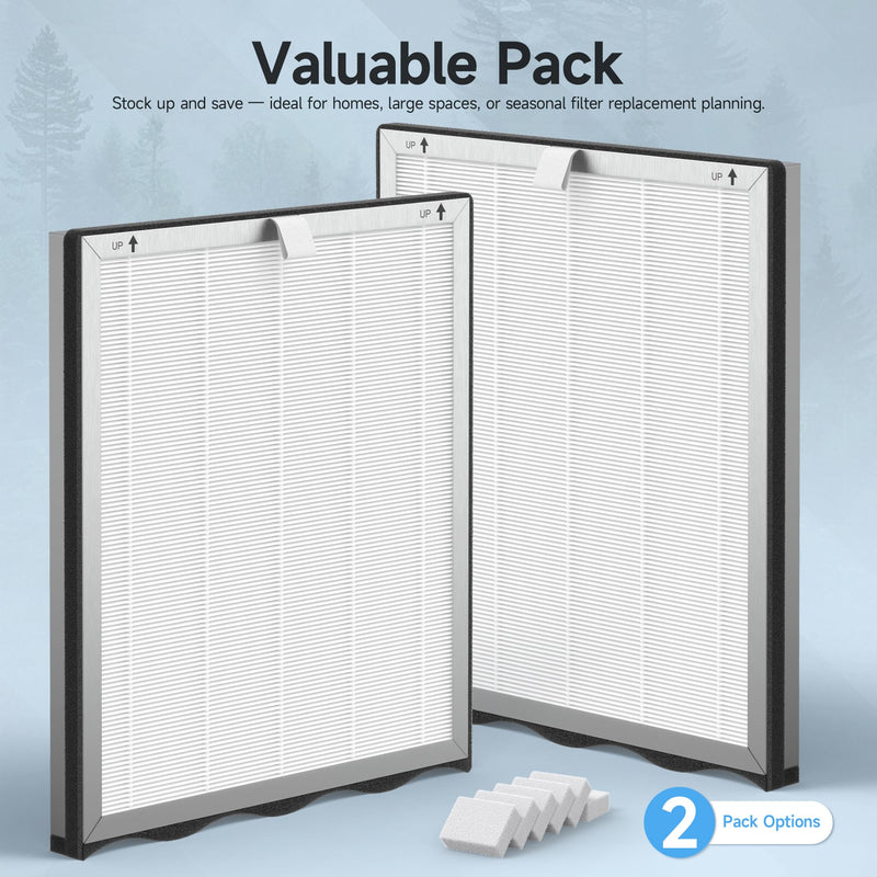 2 Packs Upgraded APH4000 Replacement Filter Compatible with KNKA APH4000 Air Purifier, 2-in-1 Main Filters and Activated Carbon Filter with Extra 6 Aroma Pads 2 Packs