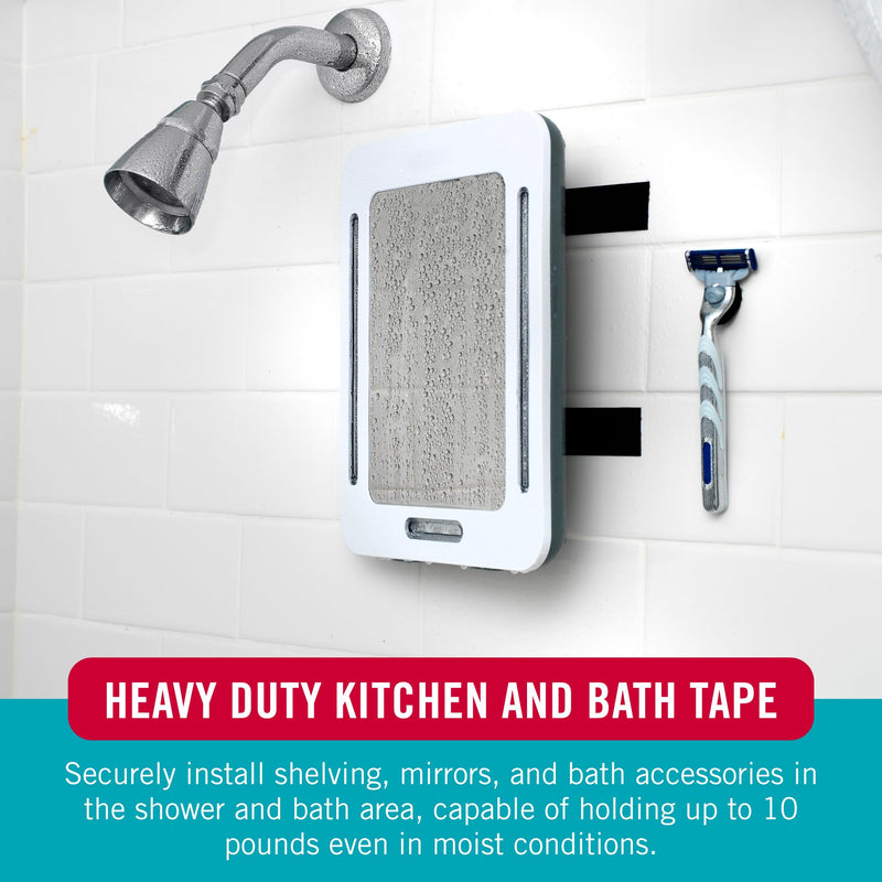 VELCRO Brand Kitchen and Bath Mounting Tape. Moisture Resistant for Installing Shower Accessories and Bathroom Decor. 12ft Heavy Duty Roll Holds 10 pounds. Easy Peel and Stick Application, White 12ft x 1in