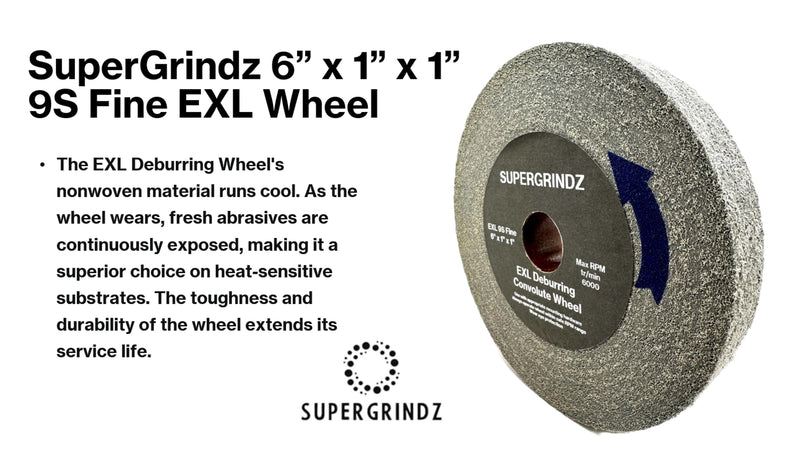 EXL Deburring Wheel - 6" x 1" x 1" 9S Fine Grit - Silicon Carbide - Metal Deburring, Finishing and Polishing Wheel - Convolute - (1 Pack) 1.0