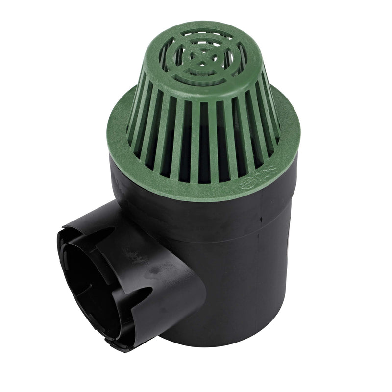 NDS 101* Round Spee-D Catch Basin Drain, 1 Outlet, Connects to 3-Inch and 4-Inch Drain Pipes, Manages Light Water Flows, 6-Inch, Plastic, Black (Pack of 2) 6 inches (L) x 1 inch (W) x 1 inch (H) (Pack of 2)