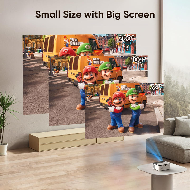 Mini Projector Portable Projector Full HD 1080P Supported, Home Theater Projector Compatible with TV Stick, Phone, Games, HDMI, AV