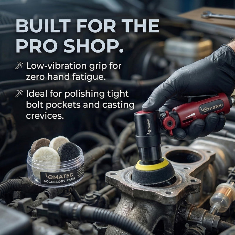 LE LEMATEC 3" Flexible Head Air Sander & Polisher for Auto Body Detailing