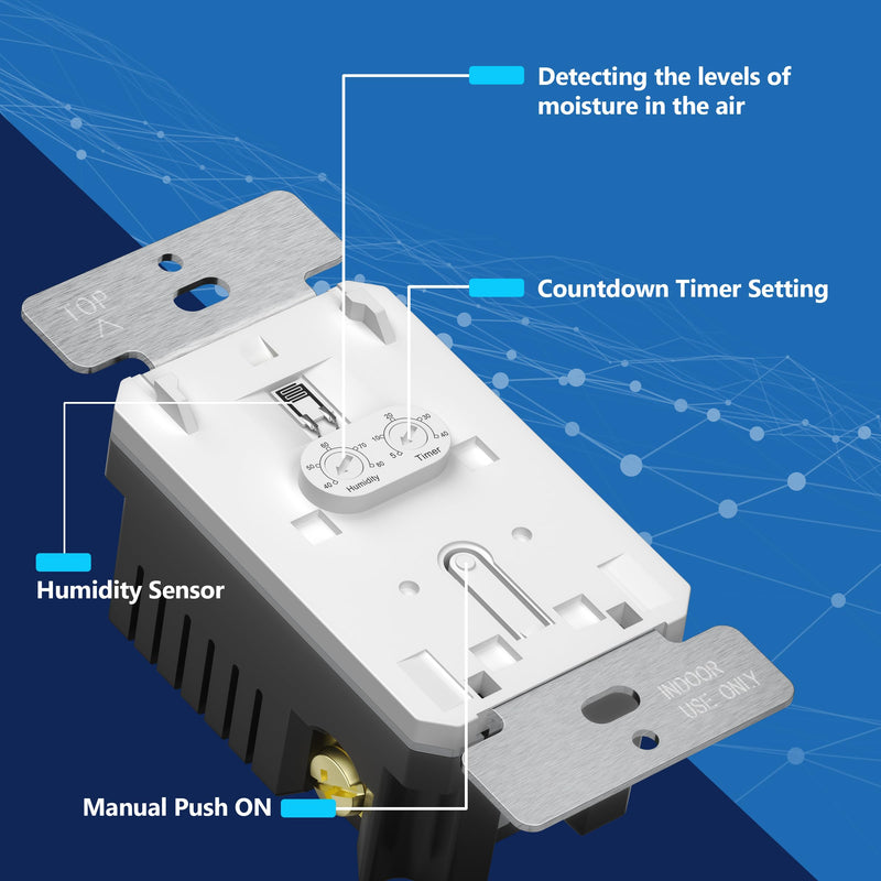 LIDER No Neutral Wire Required Humidity Sensor Switch, 1-Pole, Matte Gold