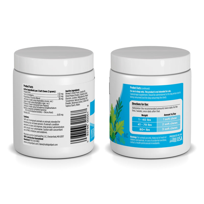 Solid Gold Stop Eating Poop for Dogs with Coprophagia; Natural, Holistic Grain-Free Supplement Chews and Powder with Peppermint & Parsley Oil 60Ct. - PawsPlanet Australia