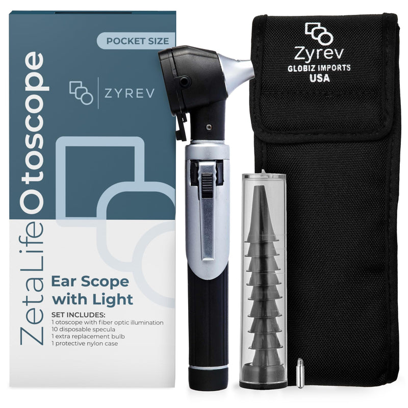 Zyrev ZetaLife Otoscope - Ear Scope with Light, Ear Infection Detector, Pocket Size (Black Color) Black
