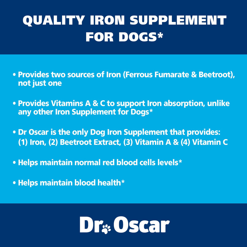 3in1 Blood Aid, Immunity & Energy for Dogs, Iron Supplement for Dogs, Helps Maintain Blood Health, Normal Red Cells Levels & Normal Clotting Function, 120 Tablets - PawsPlanet Australia