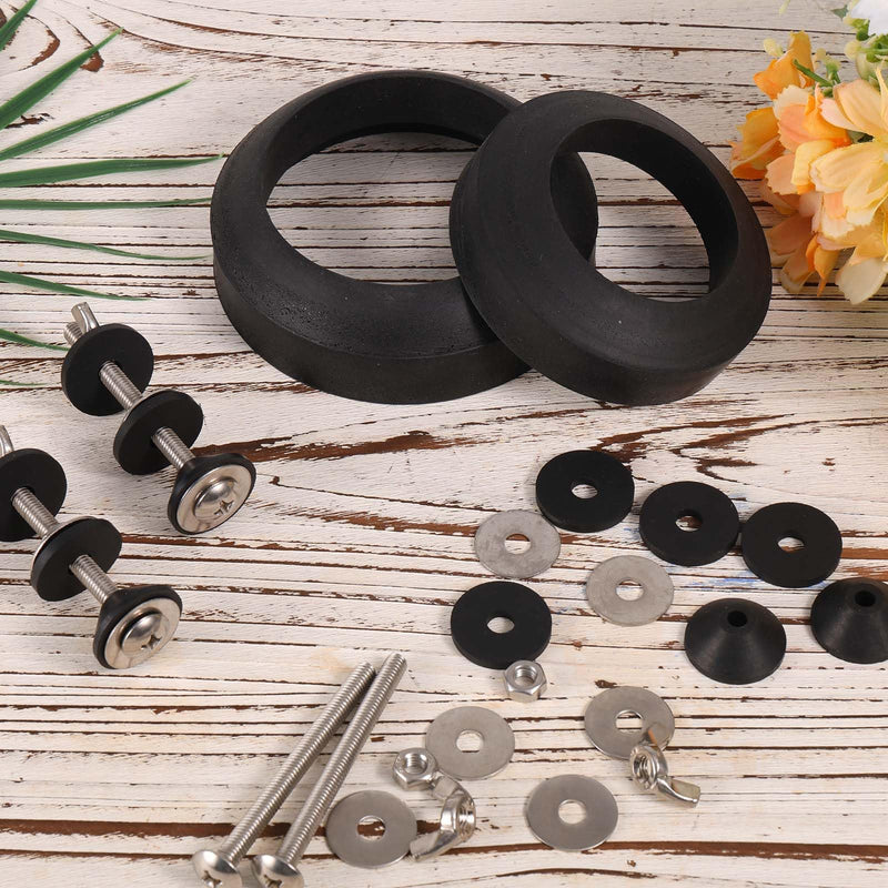Toilet Tank to Bowl Gasket Repair Kit, Includes 7.6cm/3in & 5cm/2in Seal Gaskets Stainless Steel Bolts Washers Bases Nuts Butterfly Nuts Universal Leak Fix Kit for Two-Piece Toilet Tank