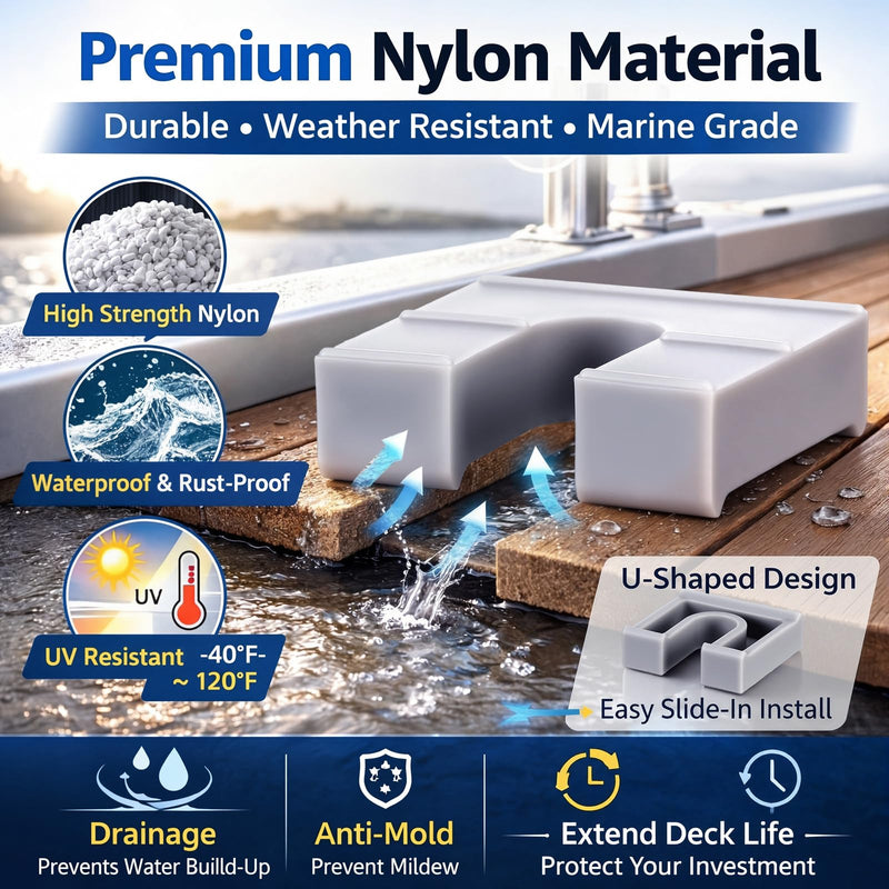 Pangda 32 Pcs Pontoon Fence Riser Kit Pontoon Boat Rail Spacers for Rising Boat Railing Nylon Gray Eliminate Pooling Water on the Deck 1/2"