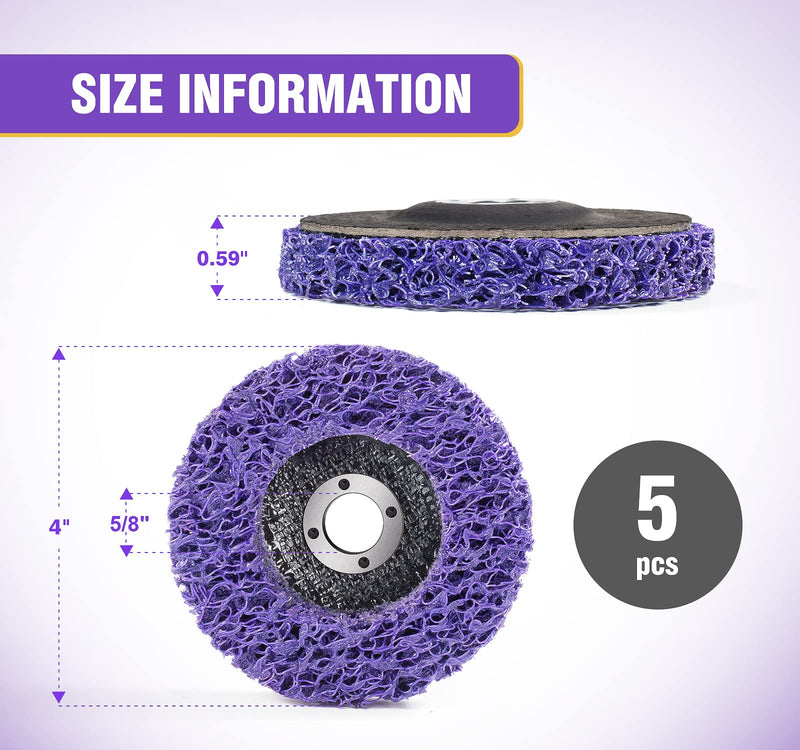 S SATC Strip Discs Abrasive 4'' x 5/8'' Purple Stripping Wheel for Angle Grinder 5PCS Grinders Power Tools for Clean and Remove Paint Rust and Oxidation 5 PCS 4'' x 5/8'' Strip Disc