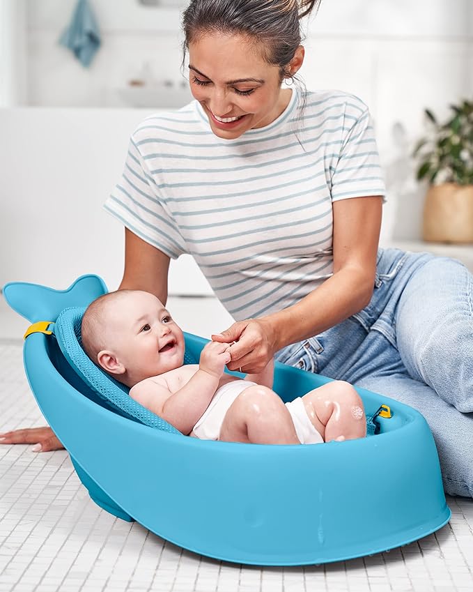 SKIP HOP Whale Baby Bath, Whale Bathtub, Can Be Used by Newborns, Spacious, Winter, Warm, Warm Bath [Genuine Japanese Product] Light Blue, 1 Piece (x 1) BCSH235465 - NewNest Australia