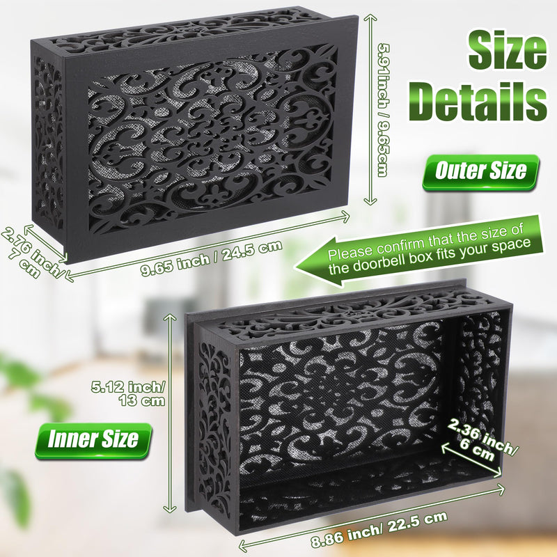 Saillong Doorbell Chime Cover Box Only, Wooden Doorbell Chime Box, Doorbell Chime Cover Box for Indoor Outdoor, with Extra Self Adhesive Tape, Easy to Install for Home (Dark Gray) Dark Gray