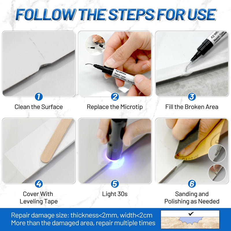 Quartz Countertop Repair Kit (Clear, White, Gray, Beige) 30s Fast Curing DIY Fix Luxury Stone, Granite Marble Acrylic Porcelain Fiberglass Quartz Countertop Chip Repair Kit for Cracks Holes Scratches - NewNest Australia