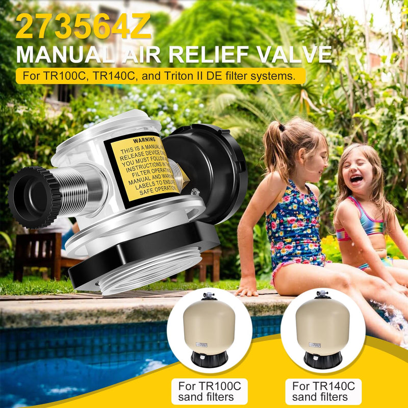 273564Z Manual Air Relief Valve for Triton II & C, TR100C & TR140C Pool Filters - Replacement Air Valve Assembly with Pressure Gauge - Fits DE and Sand Filter Systems