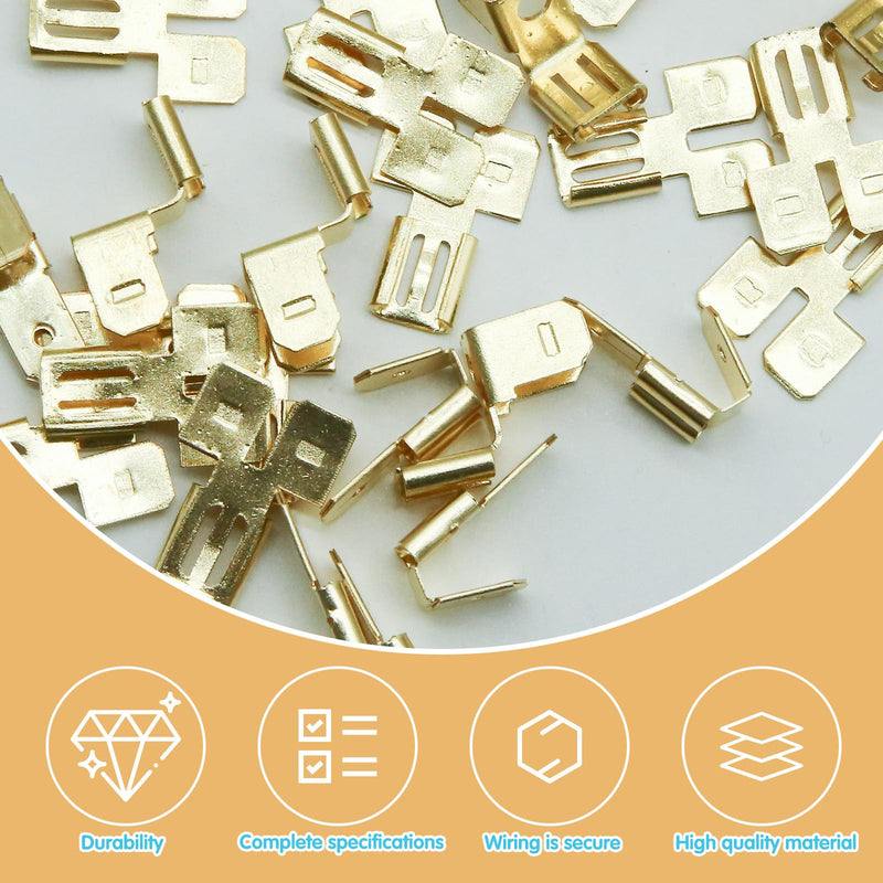 36Pcs Connectors Combination Kit Double Spade Connector, Piggyback Spade Connector, Chair Terminal Quick Disconnect Adapter 12 Each, Piggyback Spade Connectors, Female Spade Connector Spade Connector Gold