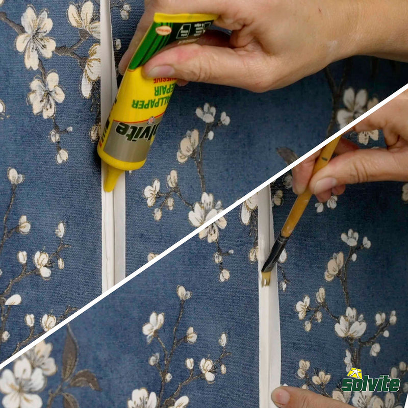 Wallpaper Repair Adhesive, Wallpaper Paste for Fixing Tears, Seams & Edges, Extra-Strong Glue for Seam Repair, Easy-Spread Wallpaper Glue, 1x56g Green/ Yellow