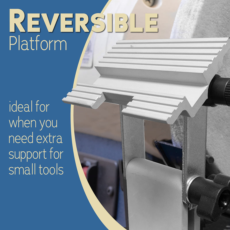 Adjustable Replacement Tool Rest Sharpening Jig for 6 inch or 8 inch Bench Grinders and Sanders •Includes a Pivoting Miter Slide and Flat Miter Slide for Easy Tool Honing