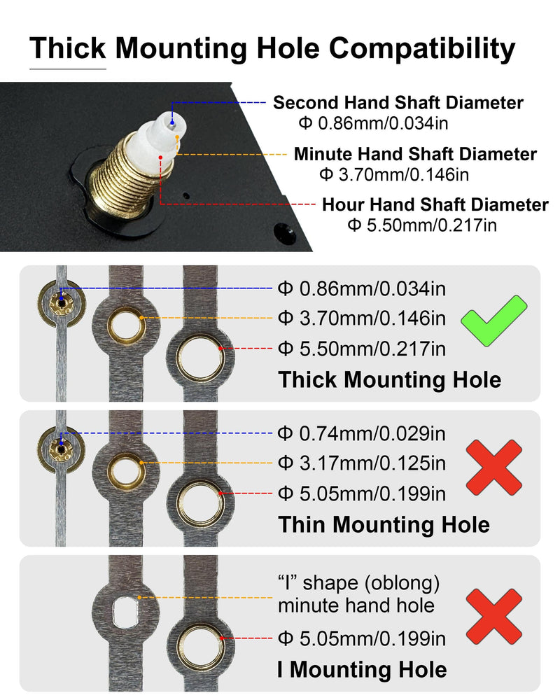 Clock Parts Quartz Movement Replacement 15mm/5.91in Thread Length (Thick Shaft, 3 Set, 227S) Sweep Second Silent Mechanism Battery Powered Push-Fit Watch Motor Watchmaker Tools Machine Craft Kit Thick Shaft (3 Set)
