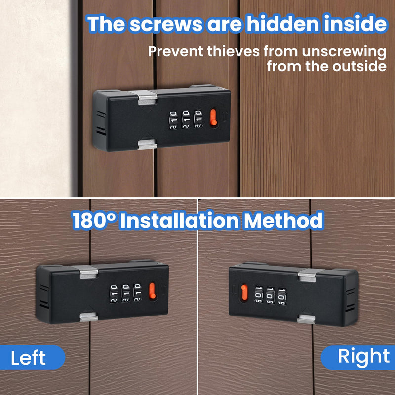 Premium Keyless Cabinet Lock with Combination Code - 3-Digit Password Hasp Latch Lock for Drawers, Bifold Closet Door and Double Sided Door (Black) 1 Pack Black