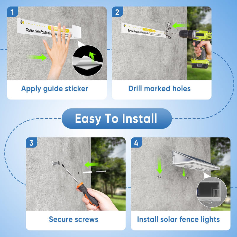 YiLaie Solar Fence Lights Outdoor-IP67 Waterproof 3000K/4500K/6500K,High Brightness LED Fence Lights Solar Powered,Solar Wall Light for Outside Backyard/Railing/Step/Patio/Stair Railings/Pool 6Pack 3000K/6500K/4500K