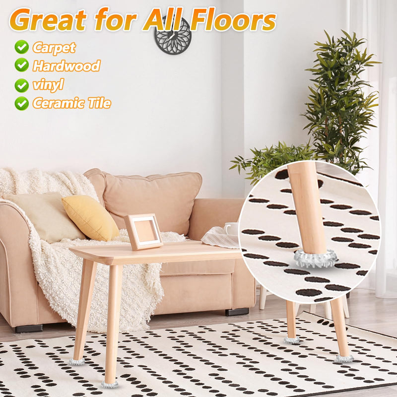 32Pcs Carpet Protector, Spiked Plastic Caster Cups Clear Round and Square Spiked Furniture Cups for Chair, Table, Sofa, Bookcases Furniture