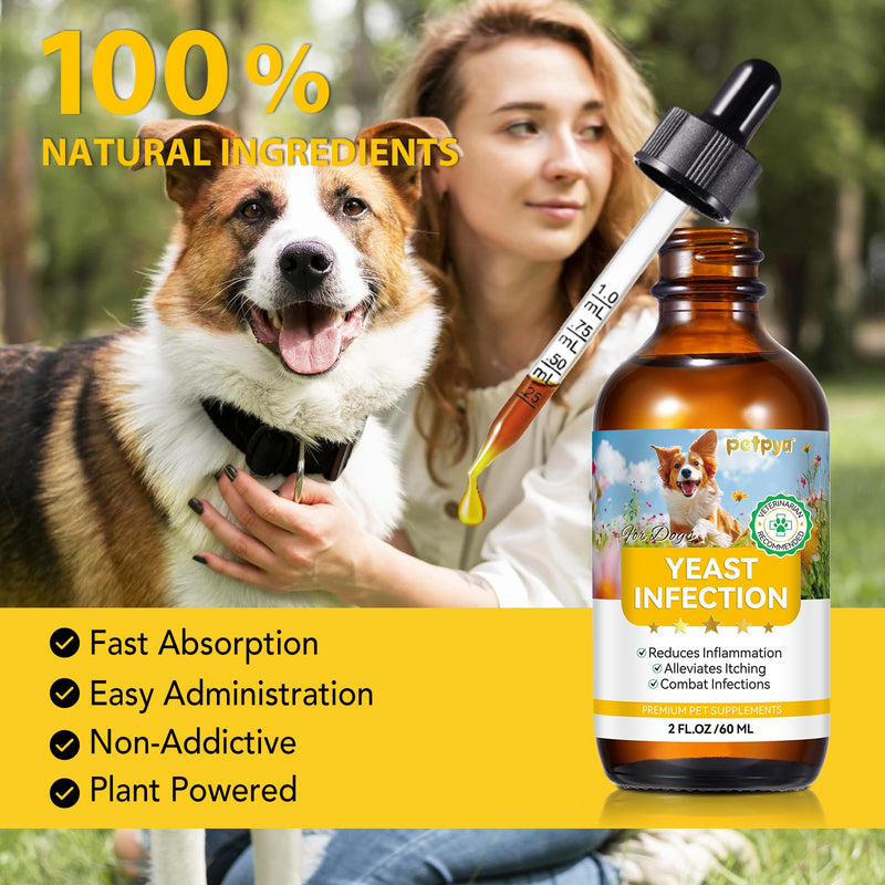 Yeast Infection Treatment for Dogs, Natural Yeast Infection Treatment Drops for Dog Itch Relief, Dog Allergy Relief, Dog Yeast Ear Infection Treatment, 2.02fl.oz 2.02FL.OZ(dog yeast)