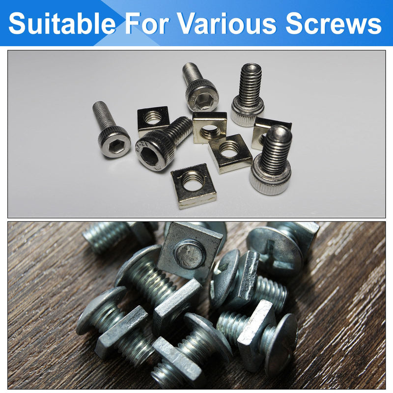 uxcell 10Pcs M6x14mmx4mm Square Nuts, Carbon Steel Zinc Plated Coarse Thread Square Nuts Fasteners for Home Repairs and Professional Engineering, Silver 10