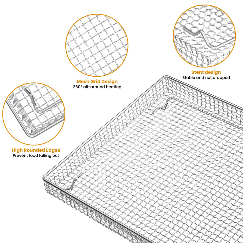 Stainless Steel Baking Tray Pan and Air Fryer Basket Compatible with Cuisinart Airfryer TOA-060 and TOA-065 (with Cuisinart TOA-060 and TOA-065) with Cuisinart TOA-060 and TOA-065