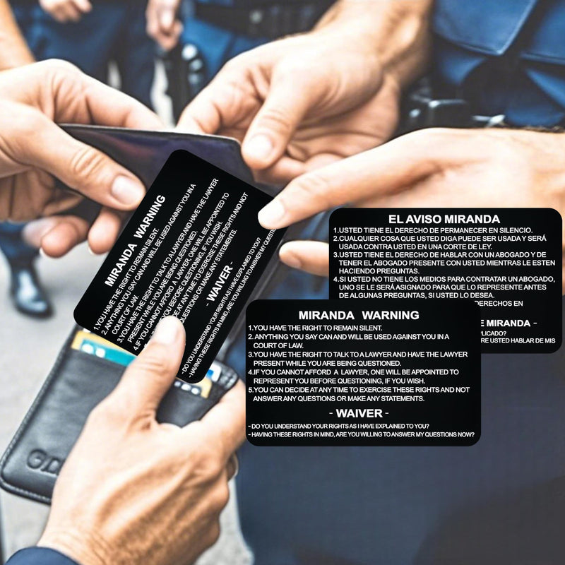 English and Spanish Miranda Rights Thick Card Metal , Miranda Warning Card Metal, Black Engraved Miranda Rights Card Bend-Resistant Card Metal Police for Law Enforcement Gifts (BIMDBR-BLK-1P) BIMDBR-BLK-1P